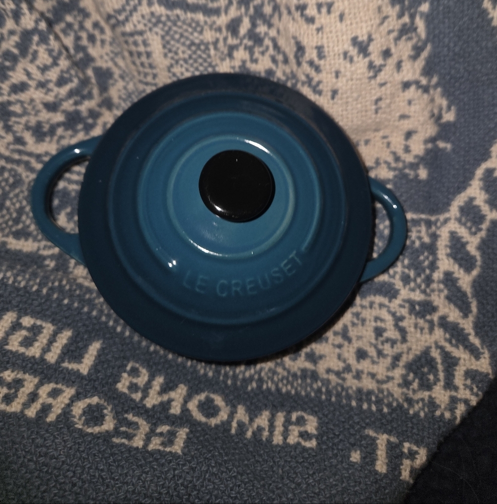 Le Creuset Stoneware Mini Cocotte 8 oz / 250ml DEEP TEAL NWT New Black Knob